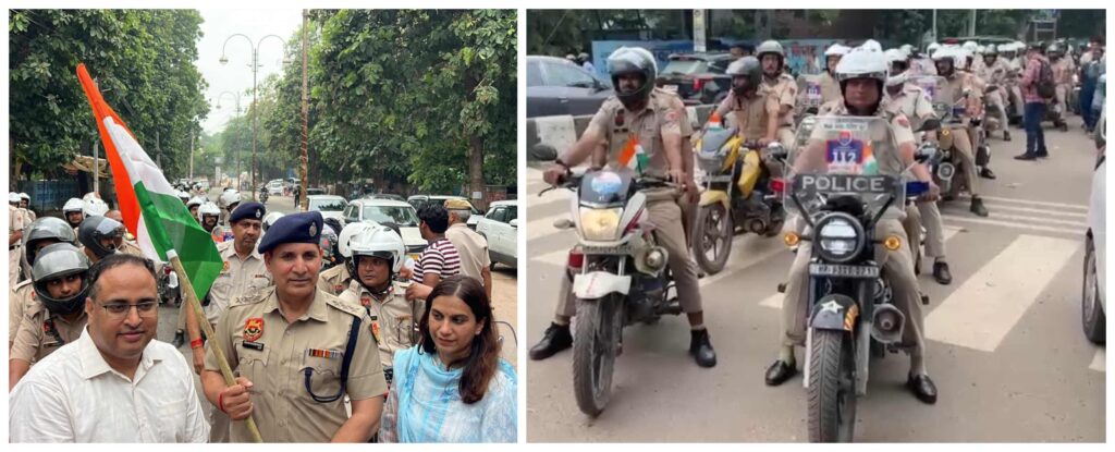 बीके चौक से अटल ऑडिटोरियम तक निकली तिरंगा यात्रा Grand Tricolour Bike Rally in Faridabad