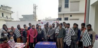 Human Legal Aid and Crime Control Society, an example of human service, distributed blankets to 150 needy people to protect them from the cold
