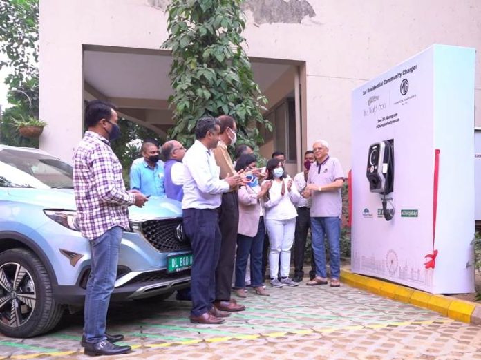 MG Motor unveils first residential community charger in Gurugram